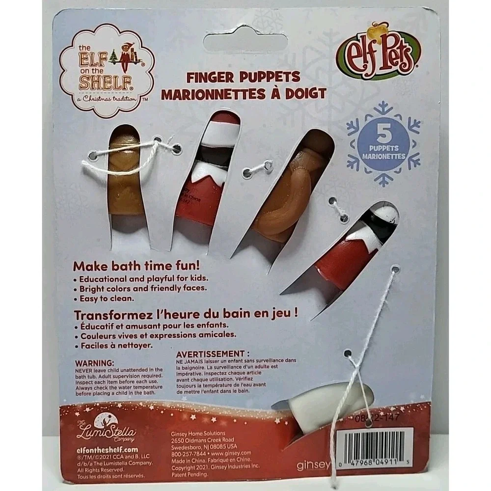 The ELF on‎ the SHELF Bath Finger 5 Puppets ELVES & Friends Toy Bath time FUN!